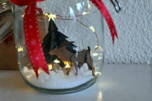 Origami rendier plus kerstboom