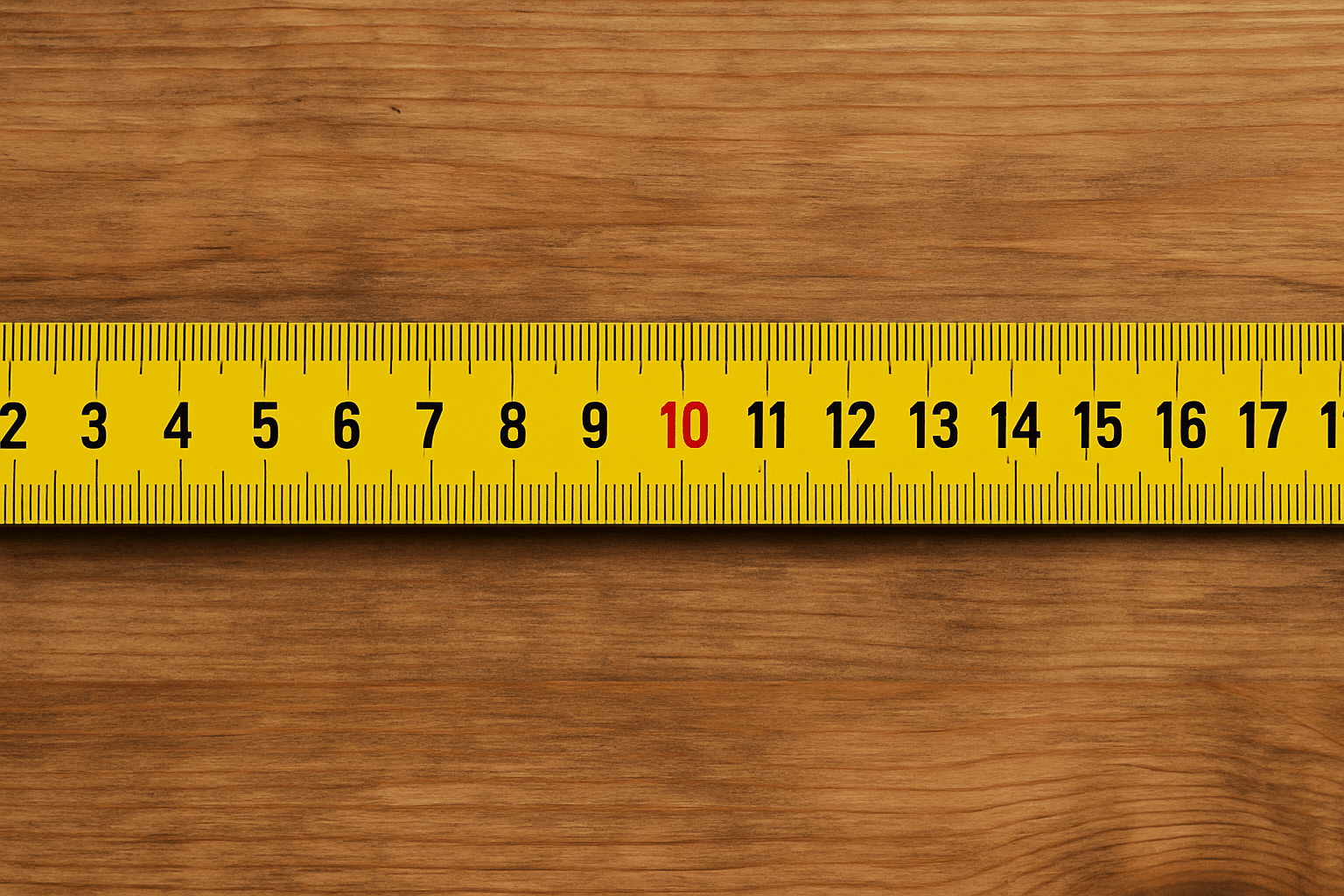 Meetlint op hout met centimeters duidelijk in beeld